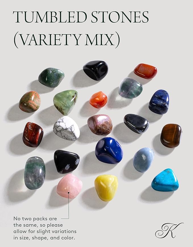 KALIFANO Bulk Tumbled Stones – Over 1,000 Carats Mixed Polished Healing Crystals & Gems for Reiki, Crafts, Kids & Decor (Includes Rose Quartz, Howlite Turquoise, Fluorite, Unakite, Lapis Lazuli) – Piedras de Cristal Para Decorar