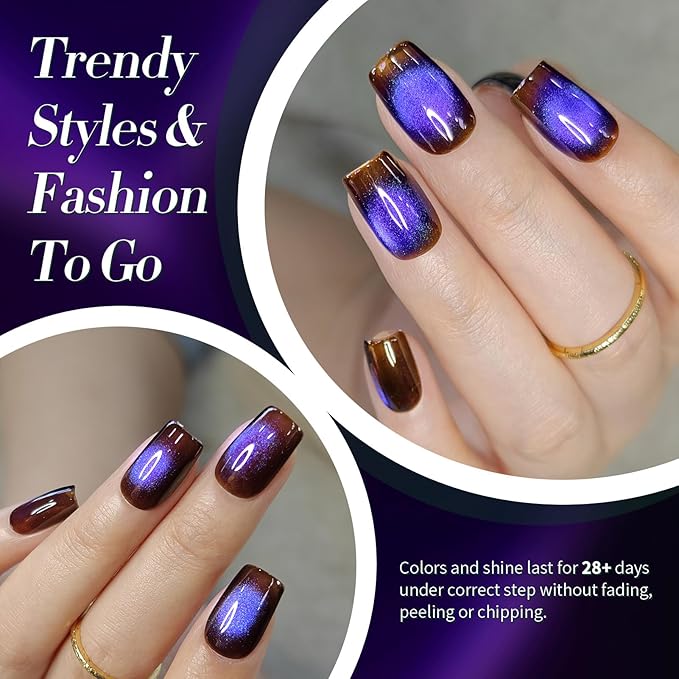 Born Pretty Dark Purple Cat Magnetic Eye Gel,Glitter Cat Magnetic Gel Polish,Fall Winter Magnetic Nail Polish for Nail Art Manicure Salon DIY at Home 15ML