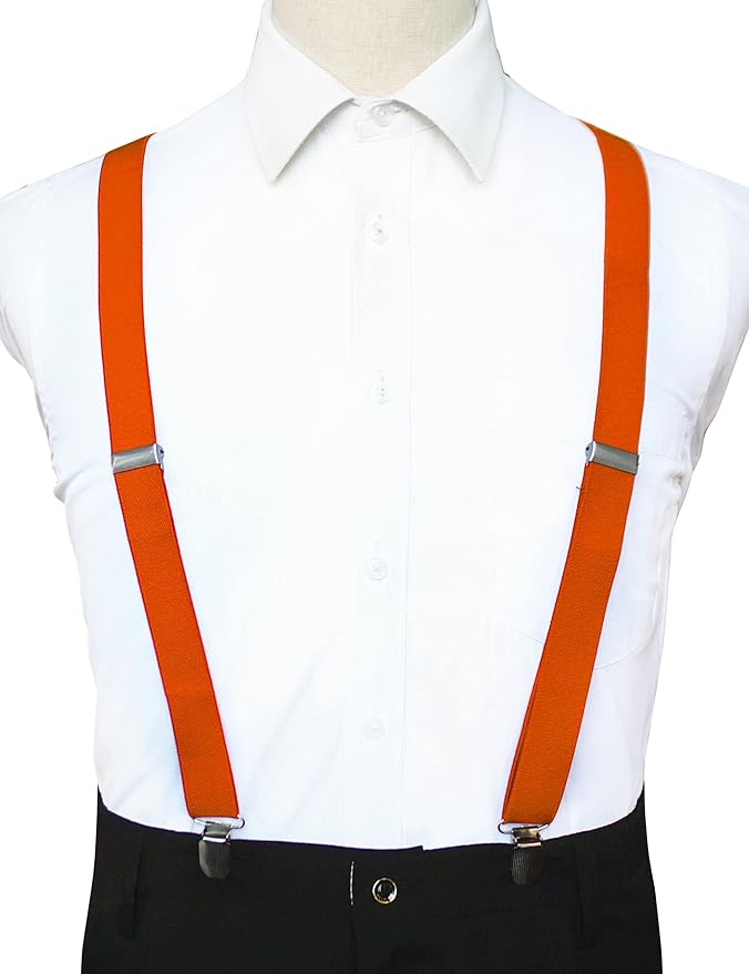 JEMYGINS Solid Color Mens Suspender with 3 Strong Clips Adjustable Braces