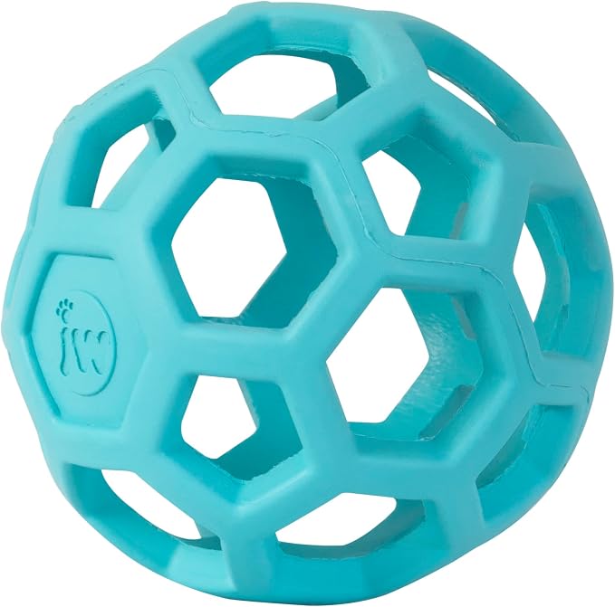 JW Pet HOL-ee Roller Dog Puzzle Ball, Large 5.5in, Natural Rubber, Blue
