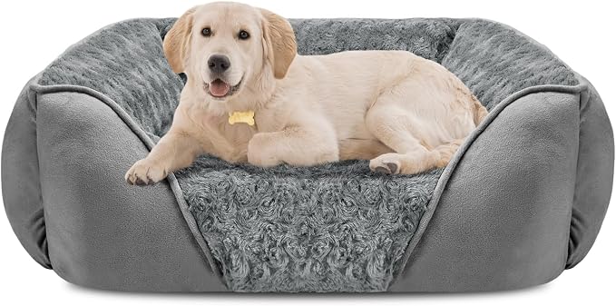 Large Dog Bed Rectangle Washable Orthopedic Soft Calming Sleeping Durable Pet Cuddler with Anti-Slip Bottom