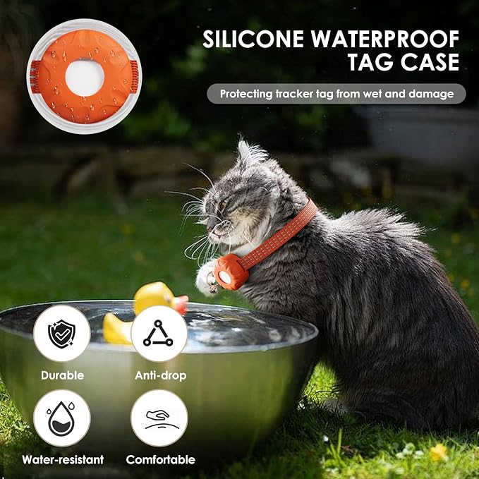 GPS Tracker for Cats, Mini Cat Tracker, Pet Tracker No Monthly Fee, Compatible with Apple Find My(iOS Only), Anti-Lost, Finder Tag for Cars, Pets, Kids, Items, Orange