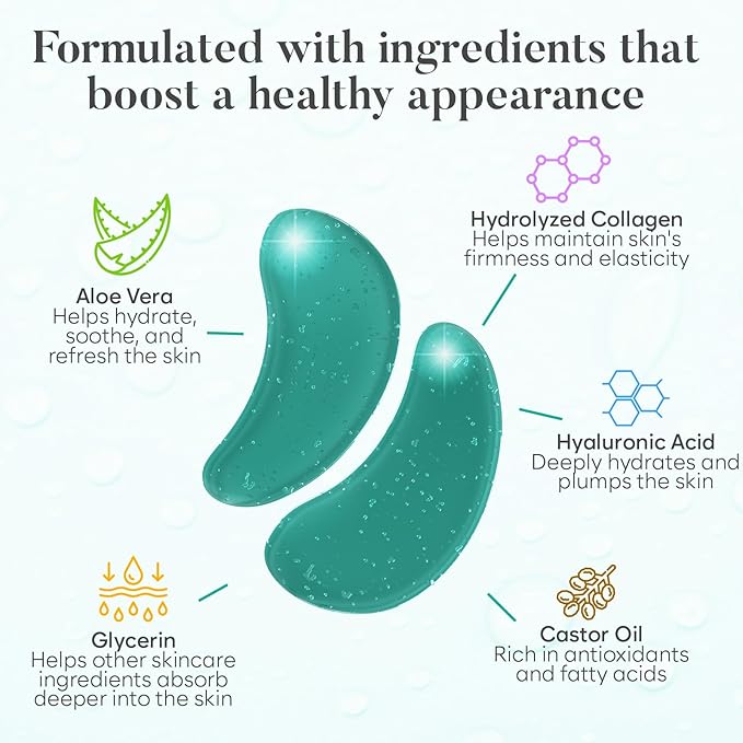 BLOOMORA Aloe Vera Under Eye Patches (30 PAIRS), For Puffy Eyes and Dark Circles, Under Eye Mask with Hyaluronic Acid & Hydrolyzed Collagen, Deeply Hydrating Formula, Patch Yeux
