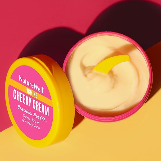 NATURE WELL Ultra-Rich Firming & Tightening Cheeky Body Cream, Promotes Deep Hydration, Fast Absorbing, Scents of Pistachio Cream, Almond Blossom, Brazil Nut, Cupuacu, Coconut, & Salted Caramel, 10 Oz