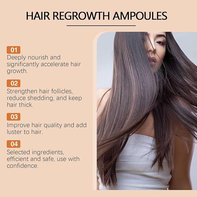 Hair Growth Ampoules with Turmeric Root Extract, Instant Strengthening Serum for Damage and Dry Hair, Scalp Treatment for Thicker Hair, Fragrance-Free, 7 Count