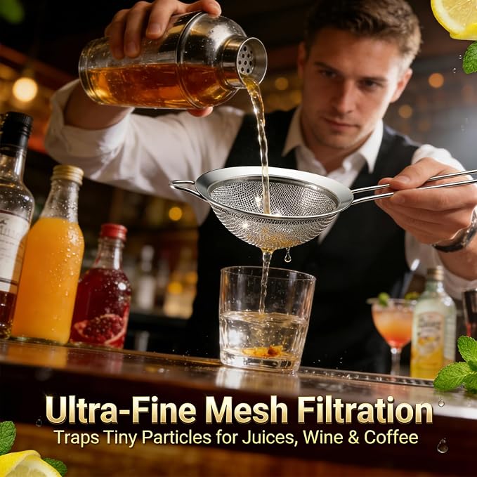 Anaeat Fine Mesh Strainers - Premium Stainless Steel Colander Sieve Sifters, with Durable Mesh and Sturdy Handle, Excellent for Sifting Dry ingredients, Flour, Pastas, Rice, Tea (2.8"）