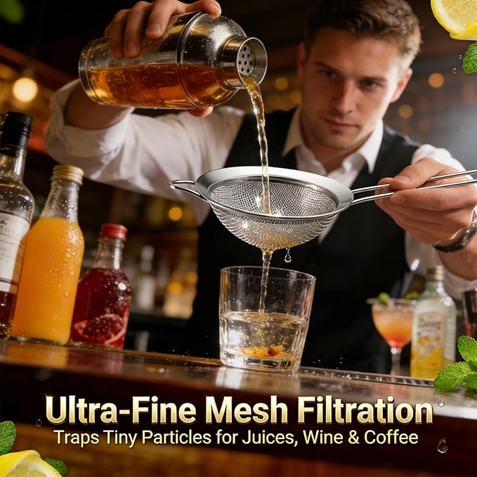 Anaeat Fine Mesh Strainers - Premium Stainless Steel Colander Sieve Sifters, with Durable Mesh and Sturdy Handle, Excellent for Sifting Dry ingredients, Flour, Pastas, Rice, Tea (5.5")