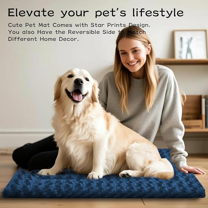 Dog Beds Crate Pad, Dog Bed Mat for Large Dogs Sleeping, Soft, Durable, Washable & Anti-Slip Crate Pads, Reversible Kennel Mat L(35”*23“*1.5”)