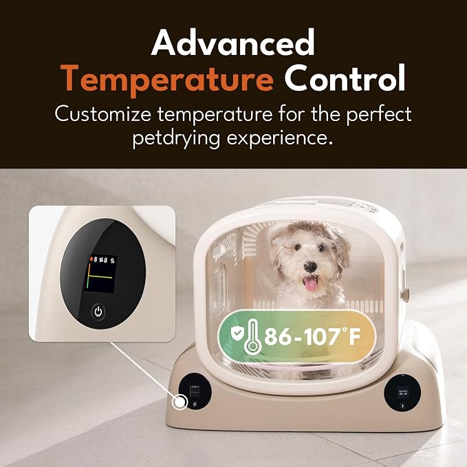 PetSnowy Pet Dryer Box - Safe Modular Design, 80L Large Space, Smart Temperature & App Control, 5 Sides Efficient Airflow, Ultra Quiet Cat and Dog Hair Dryer for Pet Grooming