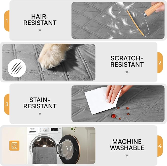 Luciphia Waterproof Couch Cover for Dogs, Non-Slip Pet Sofa Protector | Non-slip waterproof couch cover scratch-resistant machine washable protects sofa bed from spills fur, Light Grey, 82" x 120"
