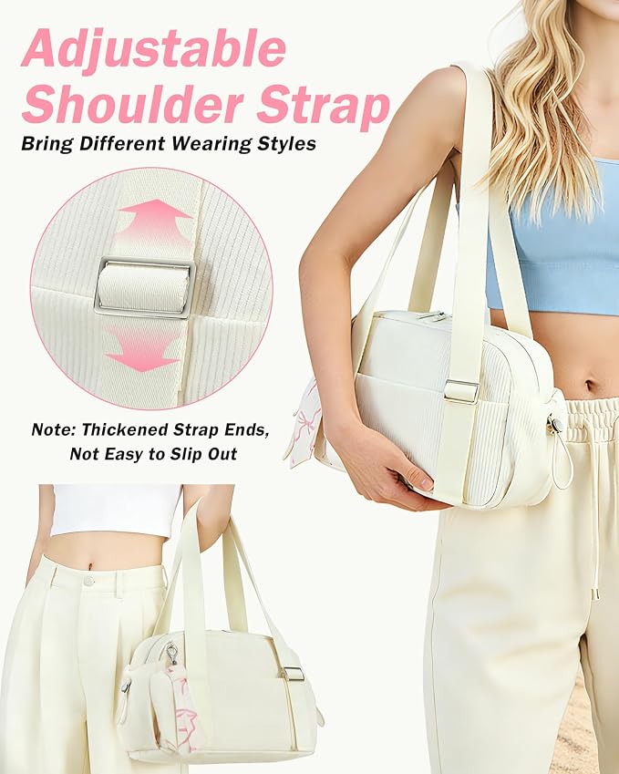 LOIDOU Aesthetic Mini Gym Bag for Women with Wet Dry Pocket, Lightweight Dance Ballet Gymnastic Small Tote Bag for Workout Yoga Clean Girl Lifestyle Overnight Weekend Trip