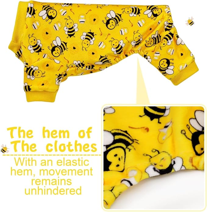 Dog Pajamas Onesie: Comfortable Four-Legged Apparel for Small, Medium, & Large Dogs, Polyester Material for Comfort, Wrinkle Resistance, Moisture Wicking, Stretchiness Cute Bee Purple XL