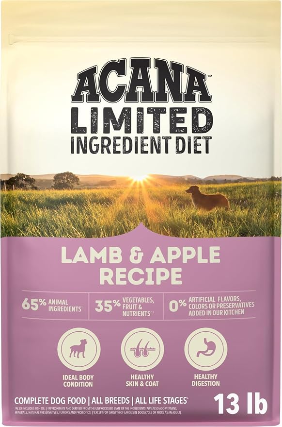 ACANA Singles Limited Ingredient Dry Dog Food Lamb & Apple 13lb Bag | Freeze Dried, Grain Free, High Protein, Made in the USA, Includes Probiotics, Omega-3 Fatty Acids, Limited Ingredient