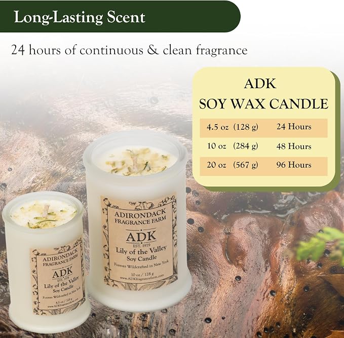 Adirondack Fragrance & Flavor Farm Lily of The Valley Scented Candle 4.5 Oz | Proudly Poured in The USA, Natural Aromatherapy Wax for Relaxation, Home Décor, Kitchen, Gift and Living Spaces