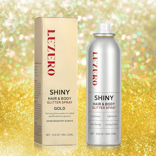 Hair and Body Glitter Spray for Women Kids, 6.34OZ Large Capacity Original Temporary Shimmery Glitter Spray for Festival Rave Outfits Accessories, Singer Concert, Wedding Season, Dazzle Gold