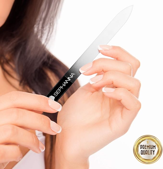 Sephanna 1 Pack Glass Nail File for Unisex Ultra Quality, Portable Crystal Nail File with Case for Mani & Pedicure- Smooth Finish for Natural & Acrylic Nails