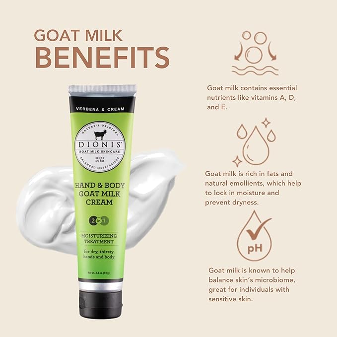 Dionis Goat Milk Hand & Body Cream Verbena & Cream 3.3oz (Pack of 1)