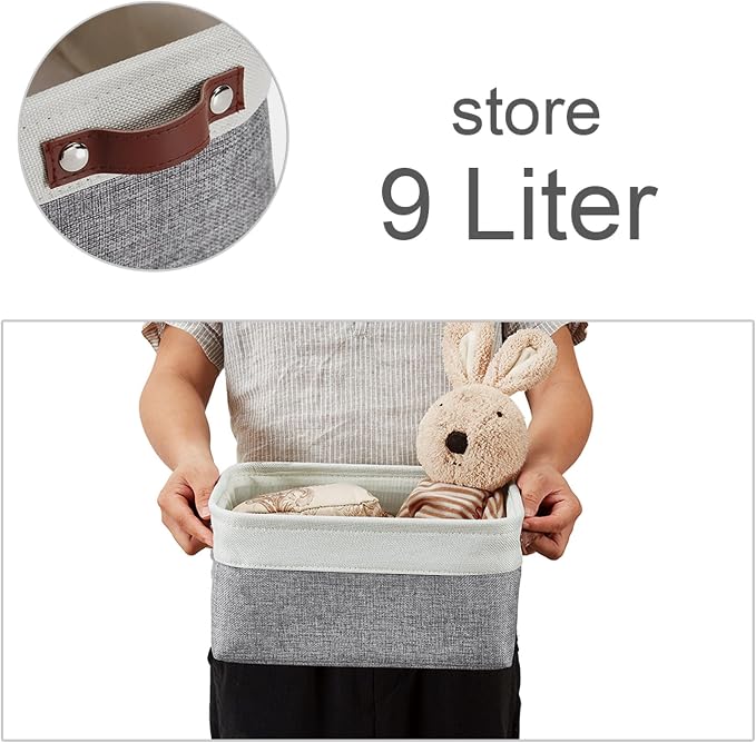 DECOMOMO Small Storage Basket, Closet Storage Bins | 6 Pack Baskets for Organizing Shelves, Decorative Linen Closet Baskets(Grey & White)