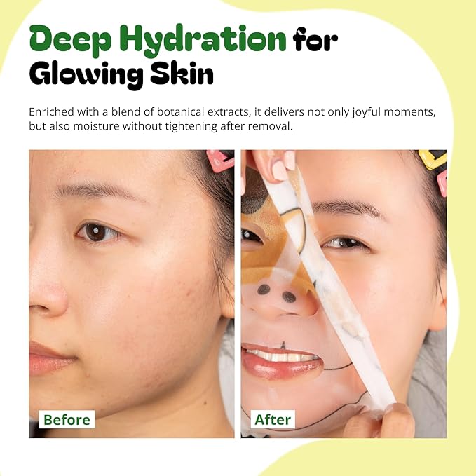 Epielle Character Face Mask Wild Kingdom 12 Pack, Fun & Effective Korean Skin Care, Spa Party Favors, Easter Basket Stuffers, Birthday Gifts for Women, Self Care Gifts
