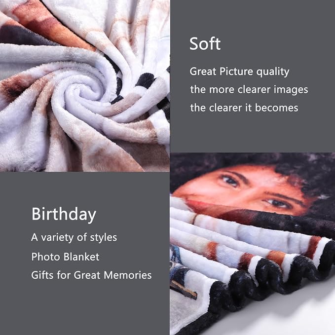 DayOfShe Spotify Code Music Photo Blanket Customized for Boyfriend and Girlfriend Gifts, Personalized Picture Blankets Wife Birthday Photo Gifts for Women Men