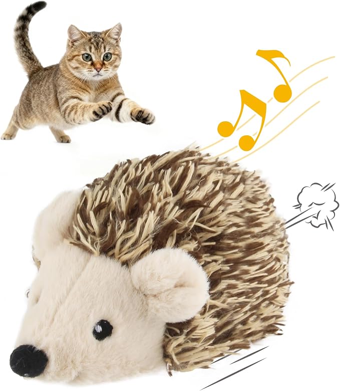Gigwi Interactive Moving Cat Toy, USB-Charged Squeaky Hedgehog for Cats