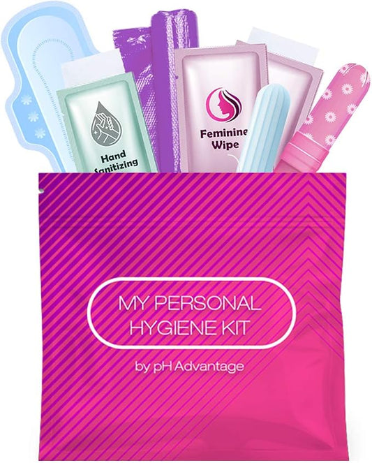 Menstrual Kit All-in-One | Convenience on The Go | Single Period Kit Pack for Travelling, Tweens & Teenagers or Emergency situations | Individually Wrapped Feminine Hygiene Products (Pink)