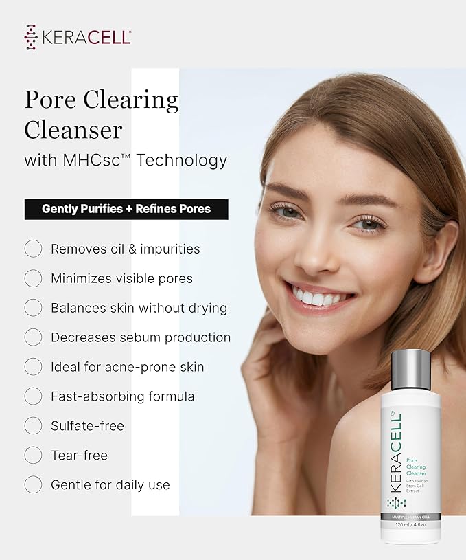 Pore Clearing Cleanser - Pore Cleanser & Minimizer with Salicylic Acid & Panthenol - Acne Cleanser Face Wash with MHCsc Technology - Moisturizes, Decreases Oil & Removes Impurities - 4 oz