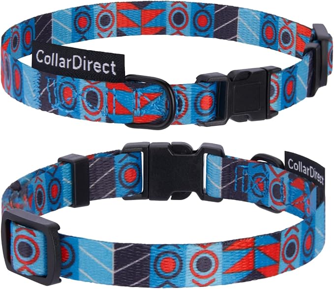CollarDirect Nylon Dog Collar with Buckle Tribal Pattern Puppy Adjustable Collars for Dogs Small Medium Large (Pattern 1, Neck Fit 10"-13"