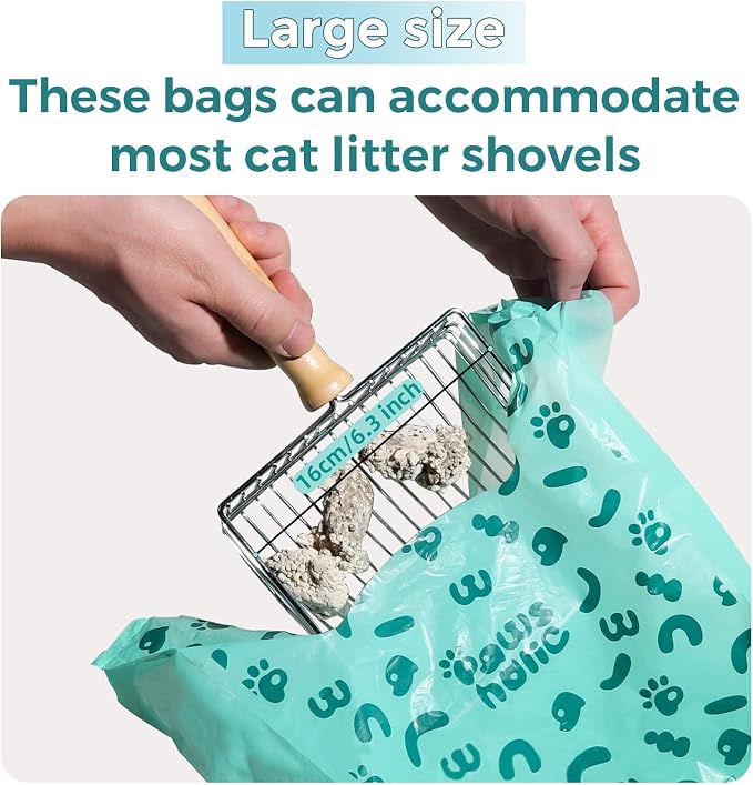 Cat Litter Disposal Bags and Dog Poop Bags with Handle,Cornstarch Based Extra Thick and Guaranteed Leak Proof Poop bags for Kitty and Doggy(360 Count 1.1 Gallon,Unscented)