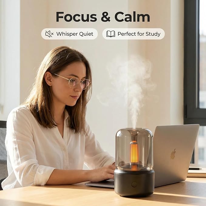 LONCIN Essential Oil Diffuser, 120ml Aromatherapy Diffuser with Auto Shut-Off Function, Ultrasonic Diffusers for Essential Oils, Cool Mist Humidifier with Warm Lights, for Home & Office
