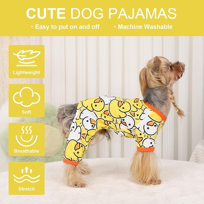 Dog Pajamas for Small Dogs Boy Girl, Dog Clothes Tiny Chihuahua Yorkie Spring Summer Shirt, Cute Puppy Outfit Pjs Jumpsuit Cat Onesie Apparel Pet Clothes