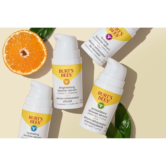 Burt's Bees Vitamin C Turmeric Facial Serum, Brightens Skin & Visibly Reduces Dark Spots, Fine Lines & Wrinkles, Naturally Hydrating, Lightweight - Brightening Booster (1 oz)