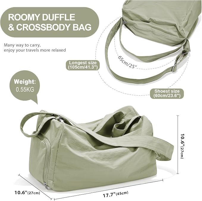 Large Gym Bag with Shoe Compartment, Workout Sport Duffle Bag for Women Travel, Waterproof Shoulder Overnight Bags Lightweight Carry on Tote Bags for Swim, Yoga, Dance