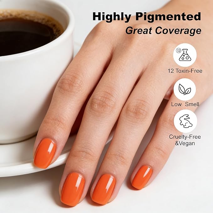 YTD Likomey Sunny Orange Gel Nail Polish,15ml Salon Home DIY Manicure and Pedicure Fall Winter UV Color Varnish,CS466