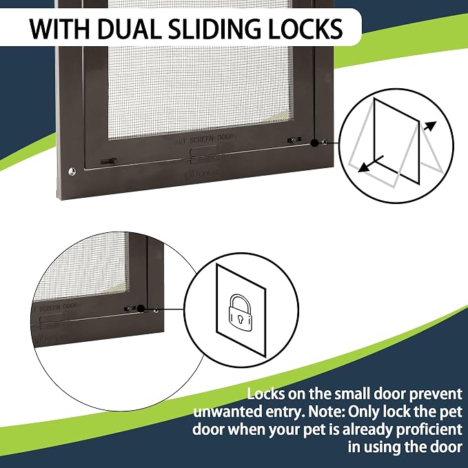 TonGass 7.9" x 9.9" Pet Screen Door Flap Fits Dogs & Cats Under 30 Lbs | Small Dog Doors Flaps, Cat Screen Window Door Flap for Exterior Porch Screen and Window Screen - Brown