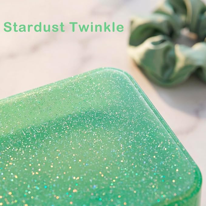 RSRSLEII Stardust Twinkle Jelly Travel Makeup & Toiletry Bag, Waterproof PVC Cosmetic Bag/Case for Women，Zipper SPF Beach Bag for Sunscreen Skincare and Daily Essentials (04Green)