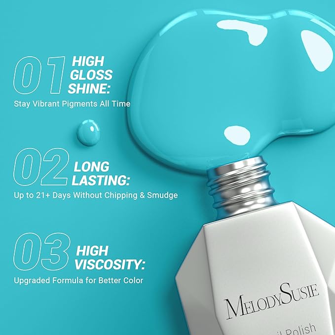 MelodySusie Thick Turquoise Blue Gel Nail Polish,0.5fl oz Nails Soak Off UV LED Light Blue Gel Polish Christmas Gift for Women Nail Art Manicure Salon DIY Nail Design Decoration at Home-N301