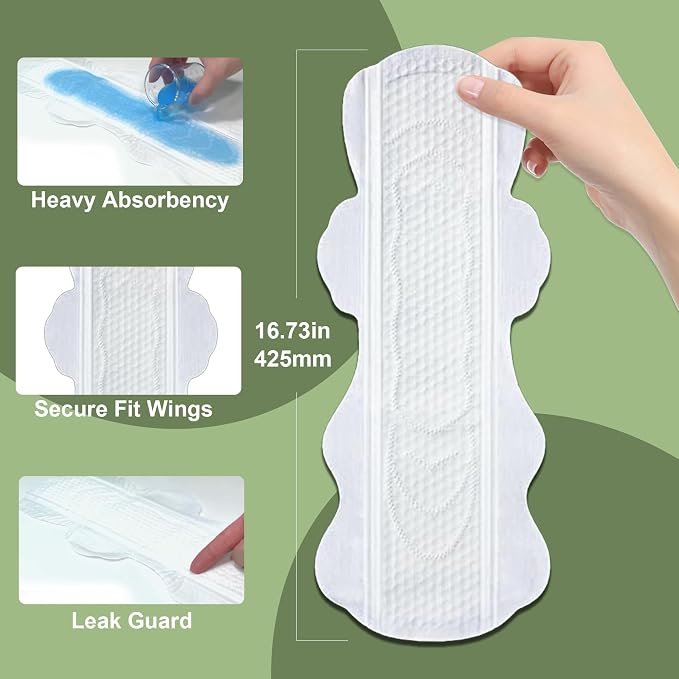 uNeat Overnight Pads for Women, Size 5, Ultra Thin Maxi Period Pads with Wings, Extra Heavy Flow Absorbent, Feminine Care, Unscented, Extra Long Sanitary Napkins for Feminine, 48 Count