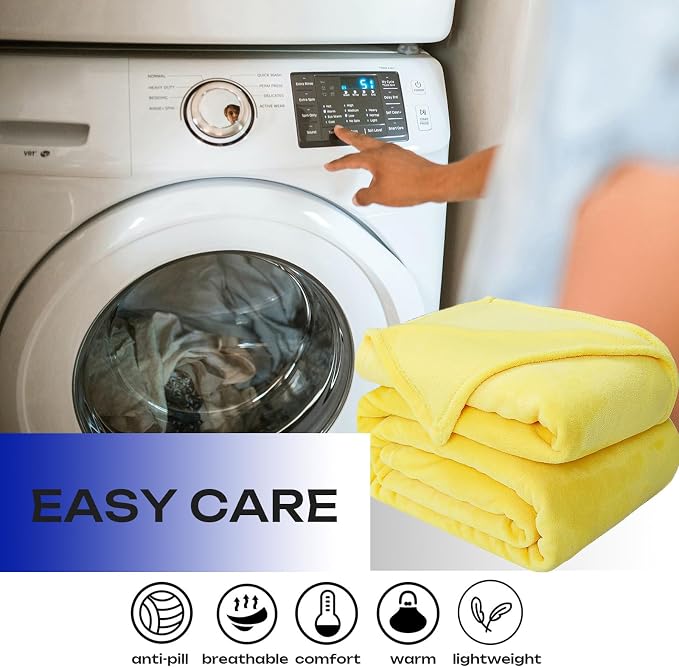 Yellow Fleece Plush Throw Blanket 50"x60"for Couch Sofa Fuzzy Cozy Flannel | Super Soft Lightweight Microfiber Blanket for Bed Chair bedroom Home Decor All Season,Birthday Gifts for Women Mom Adult