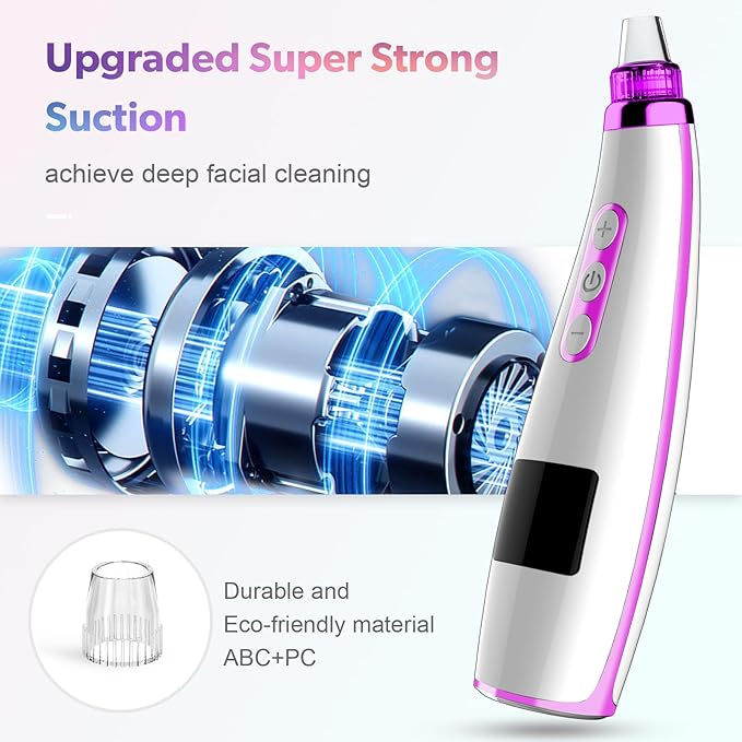Blackhead Remover Pore Vacuum, Blackhead Vacuum, Facial Pore Cleaner with 5 Adjustable Suction Levels, 5 Probes, USB Rechargeable Pore Cleaner, Electric Comedone Whitehead Extractor Tools Kit