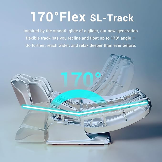 MYNTA Massage Chair Full Body, 170° Flexible SL Track Shiatsu 3D Massage Chairs with Zero Gravity, Bluetooth Speaker, Airbags & Heating, MC1650(Grey)