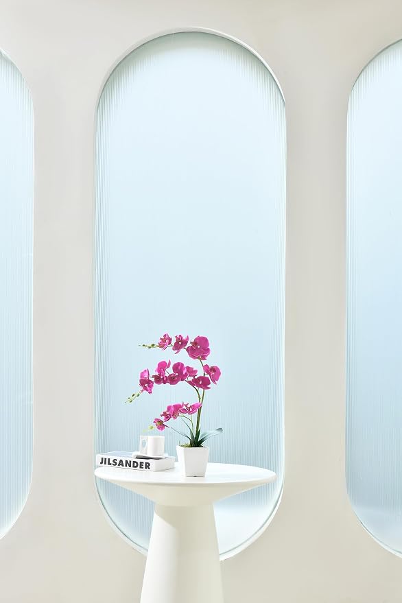 22" Fuchsia Faux Orchid in Ceramic Vase for Table Décor | Real Look Potted Phalaenopsis, Ideal Centerpiece for Home, Office, or Indoor Display, Lifelike Silk Flowers, No Maintenance