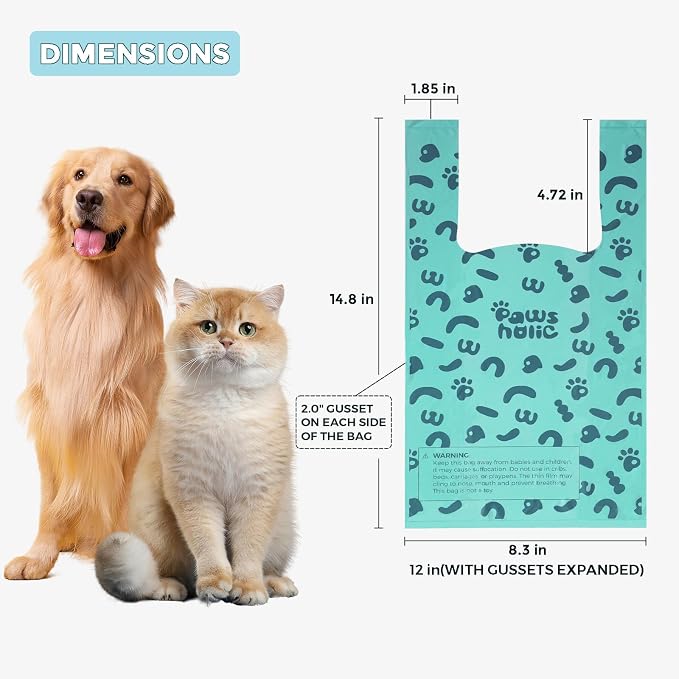 Cat Litter Disposal Bags and Dog Poop Bags with Handle,Cornstarch Based Extra Thick and Guaranteed Leak Proof Poop bags for Kitty and Doggy(360 Count 1.1 Gallon,Lavender Scent)