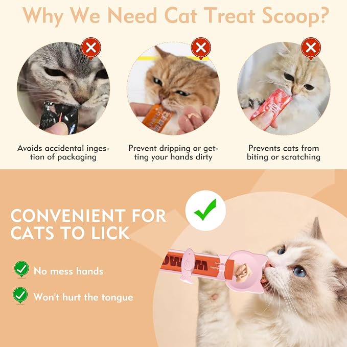 WRW Cat Treat Spoons for Lickable Treats and Wet Food, 3 Pcs