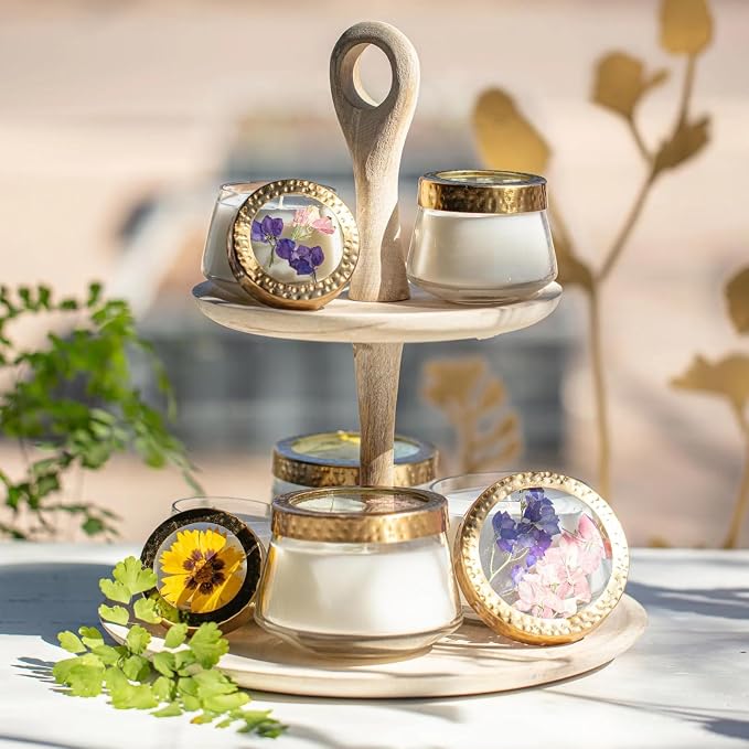 Rosy Rings Pressed Floral Candle - Aromatherapy Candles, Long Lasting Scented Luxury Candles for Home Decor, Botanicals Gifts Notes of Clary Sage, Santal, Red Cedar, Musk Medium (Forest)