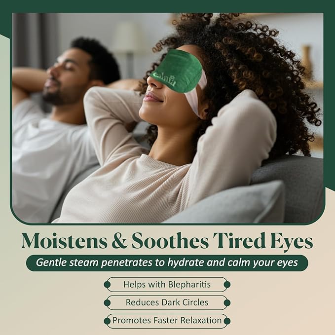 16 Pack Calma Heated Eye Mask - Hot Compress For Eye Fatigue - Helps Relief Dry Eyes, Blue Light Strain, Headaches and Dark Circles (Unscented)