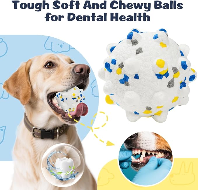 HIPPIH Indestructible Squeaky Dog Toys, Blue+Orange+White, 3inch+2.95inch