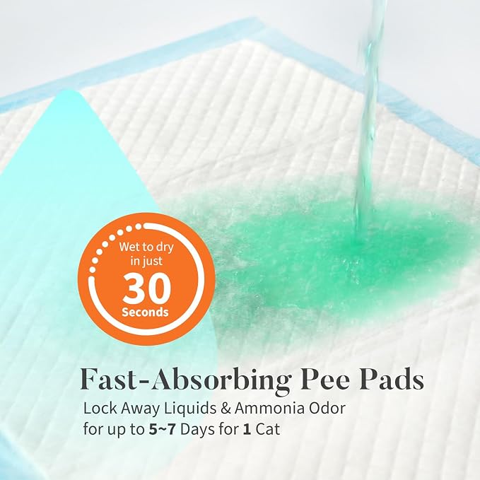 40 Count Cat Litter Pads for Tidy Cats Breeze System, Thickened Pee Pads for Cats, Super Absorbent Cat Pee Pad, Odor Control & Leak-Proof, Unscented 16.9x11.4 Inch