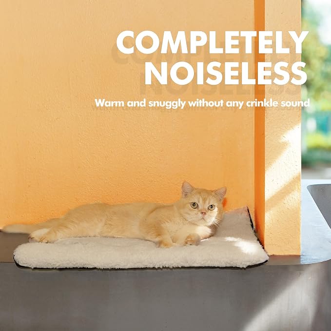 Self Warming Cat Bed Self Heating Cat Dog Mat Pad 29 x 18.9 in Extra Warm | Non Electric, Self Heated Cat Bed for Indoor Outdoor Pets, Removable Washable Cover, Non-Slip Bottom, Crinkle-Free, Beige