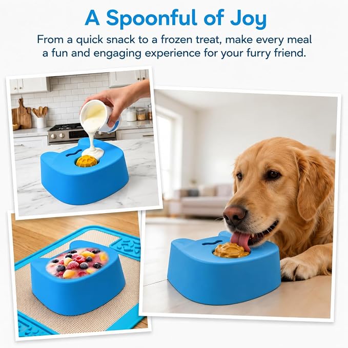 Slow Feeder Dog Bowl with Rolling Ball, Dog Lick Bowl for Yogurt & Peanut Butter, Liquid Treat Dispenser, Anti Choking Enrichment Toy for Small Medium Large Dogs Lick Sphere